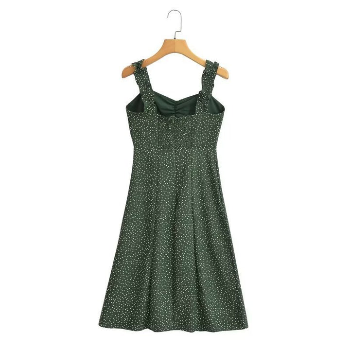 New European And American Wave Print Spaghetti Strap Dress For Women