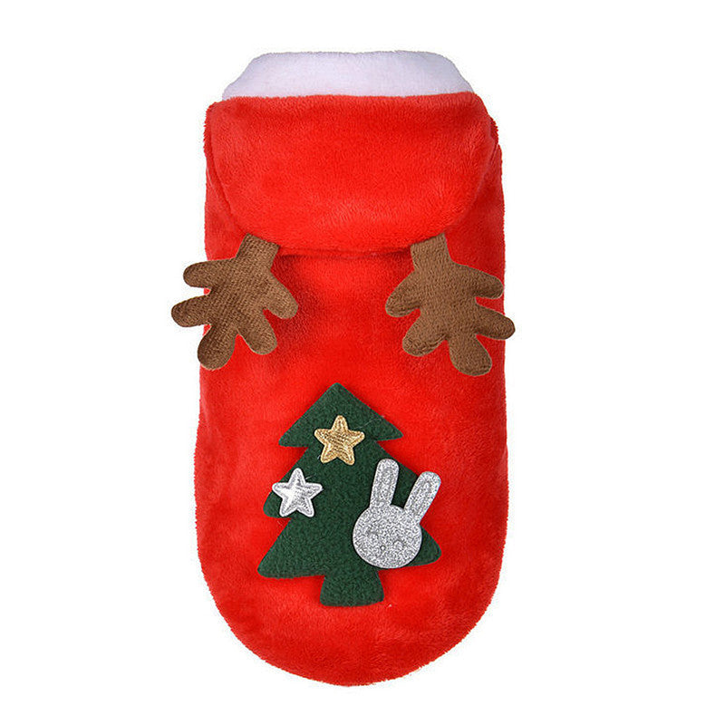 Pet Clothes Autumn And Winter Flannel Warm Festive Dress Dog Clothes Cat Elk New Year Old Man Christmas Clothes