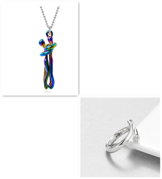 Love Hug Necklace Unisex Men Women Couple Jewelry Simple Temperament Clavicle Chain Perfect Lover Gift