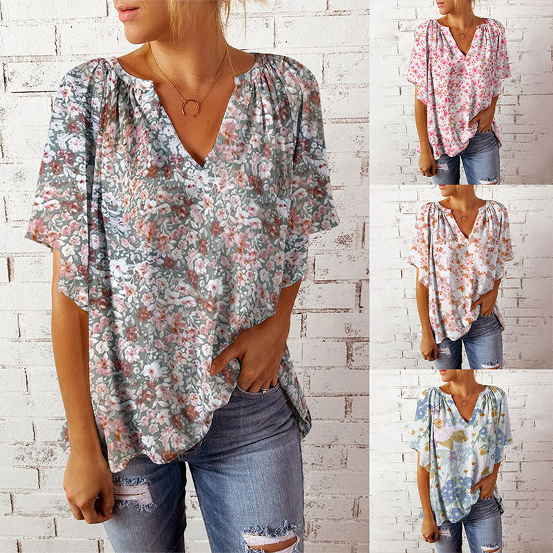 Women's Fashion Casual 3D Three-dimensional Printing Short-sleeved Shirt Top