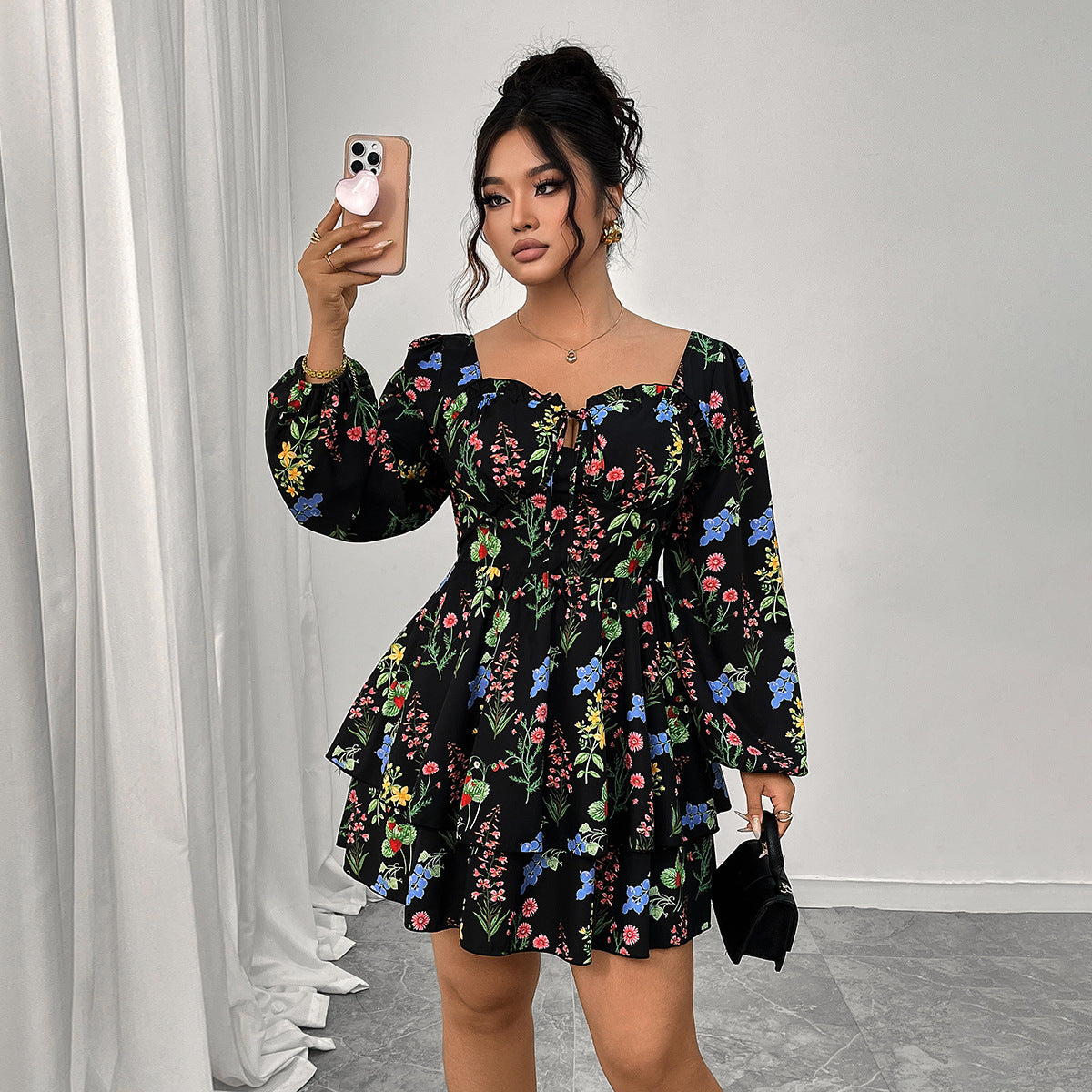 Women's Sexy Boat-Neck Backless Puff-Sleeve Dress