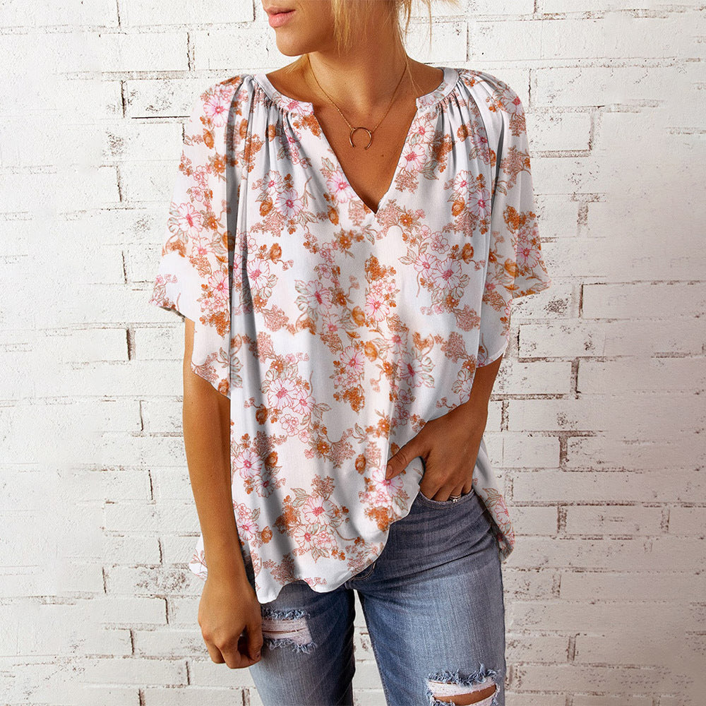 Women's Fashion Casual 3D Three-dimensional Printing Short-sleeved Shirt Top