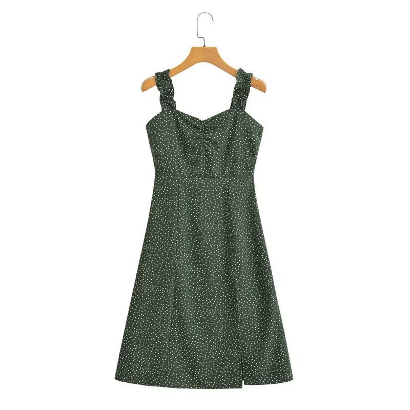 New European And American Wave Print Spaghetti Strap Dress For Women
