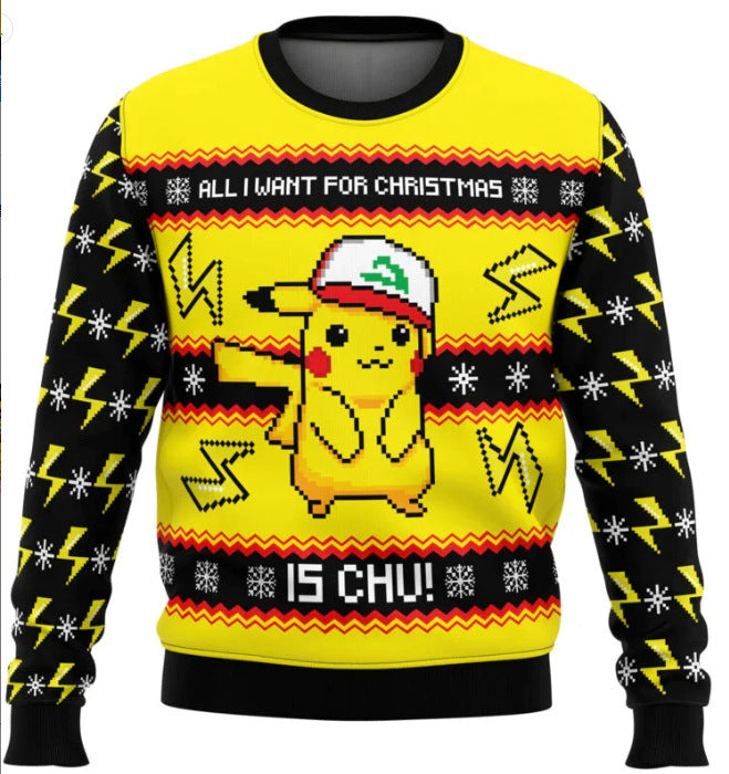 Christmas Carnival Christmas Gift Unisex Padded Crew-Neck Sweater New Fashionable Sweater