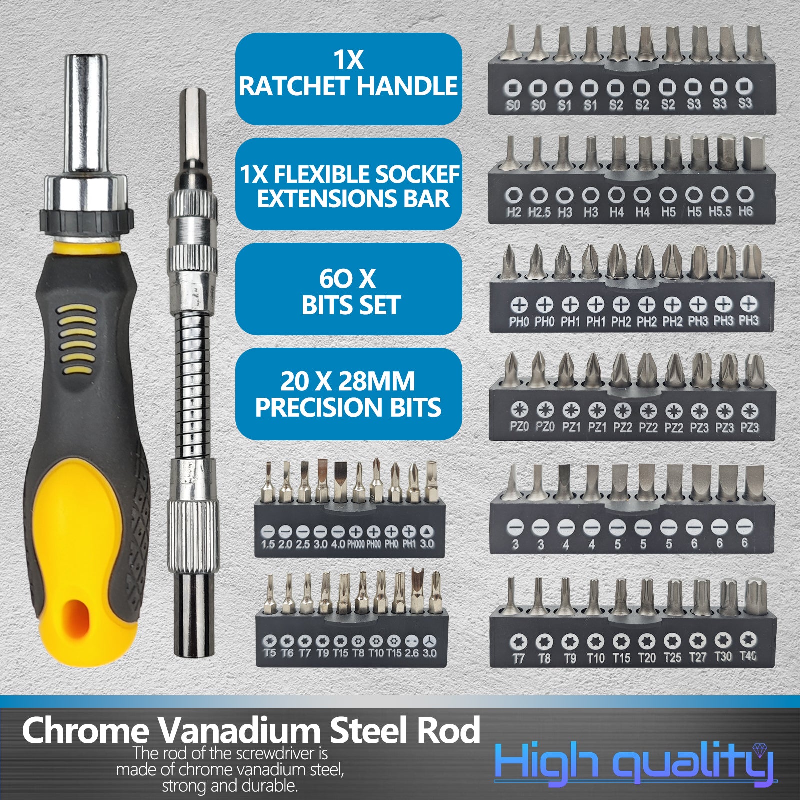 145-Piece Magnetic Screwdriver Set, Professional Repair Tool Kit, Ideal For Home Maintenance, Auto Repair Great Gift For Men, Moving Present