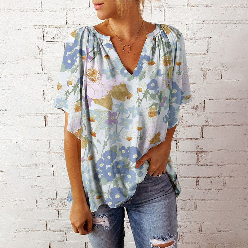 Women's Fashion Casual 3D Three-dimensional Printing Short-sleeved Shirt Top